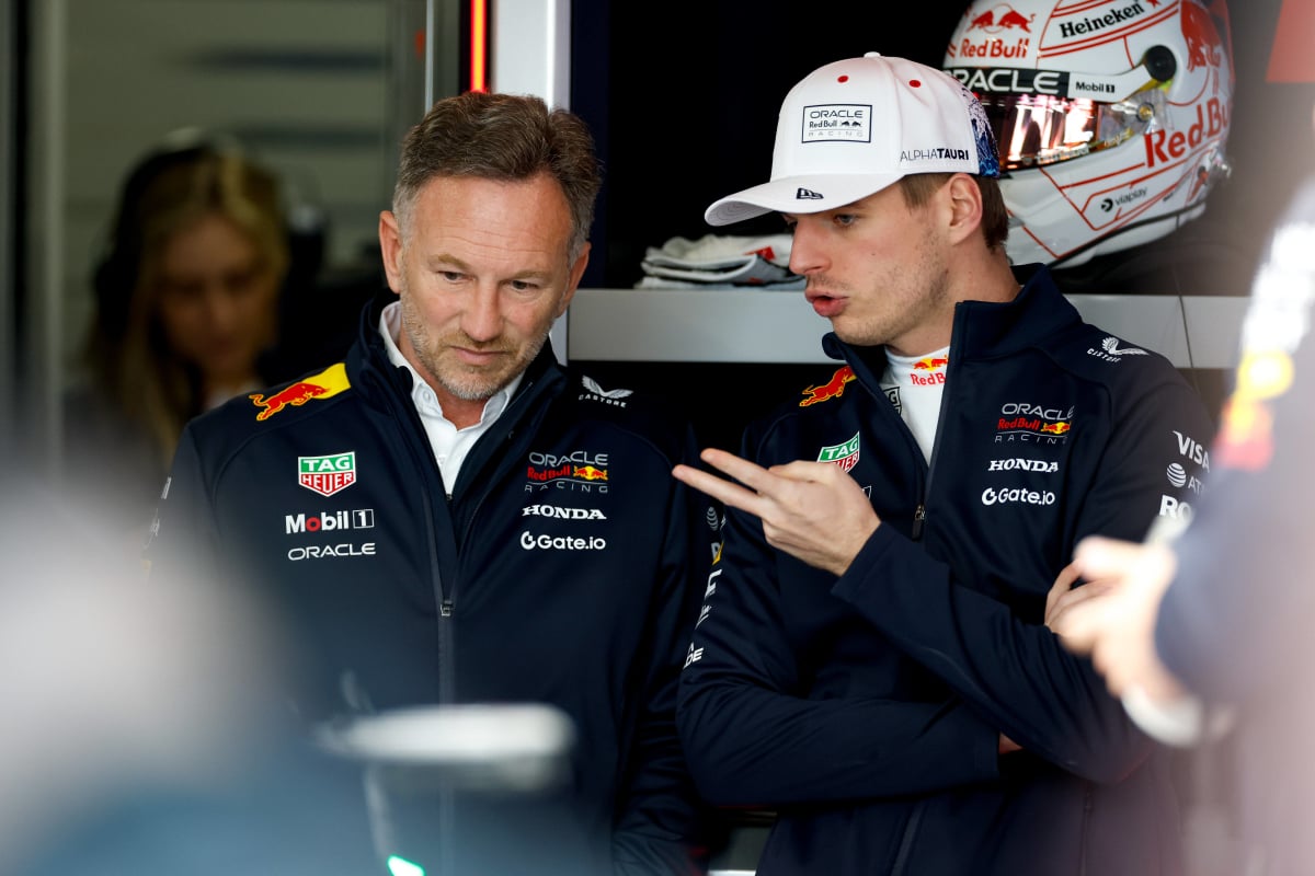 Christian Horner and Max Verstappen in deep discussion