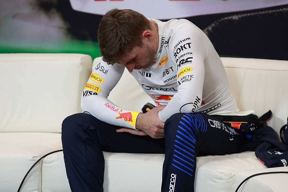 Max Verstappen during the press conference in Imola